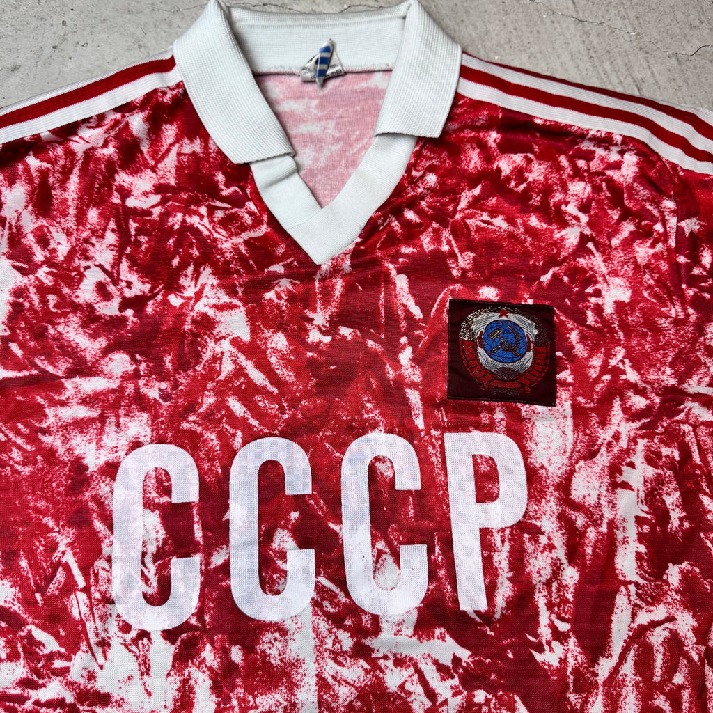 1988/89 Sowjet Union Vintage Heimtrikot CCCP Fußball Trikot In rot/weiß