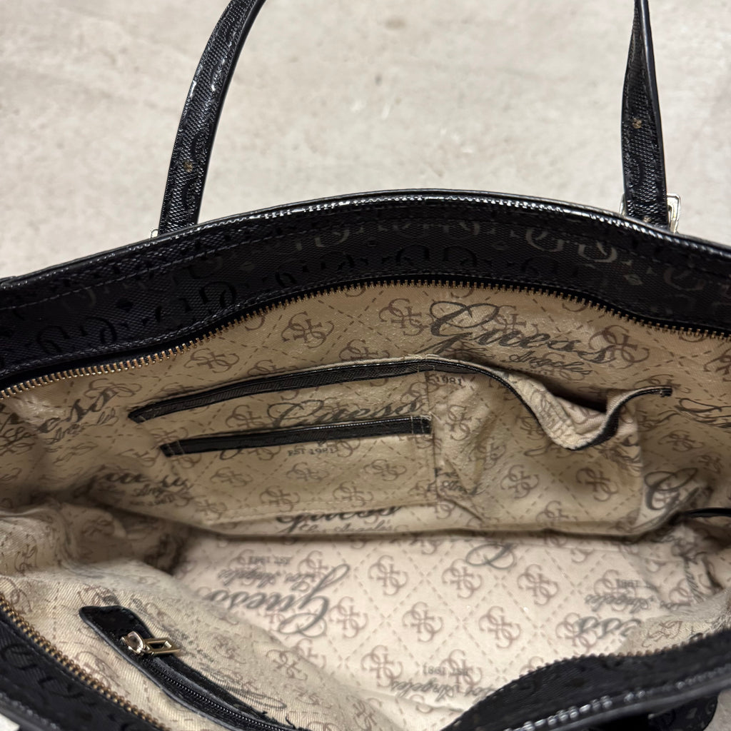 Guess Handtasche Schwarz Vintage Logo-Muster 25x39cm