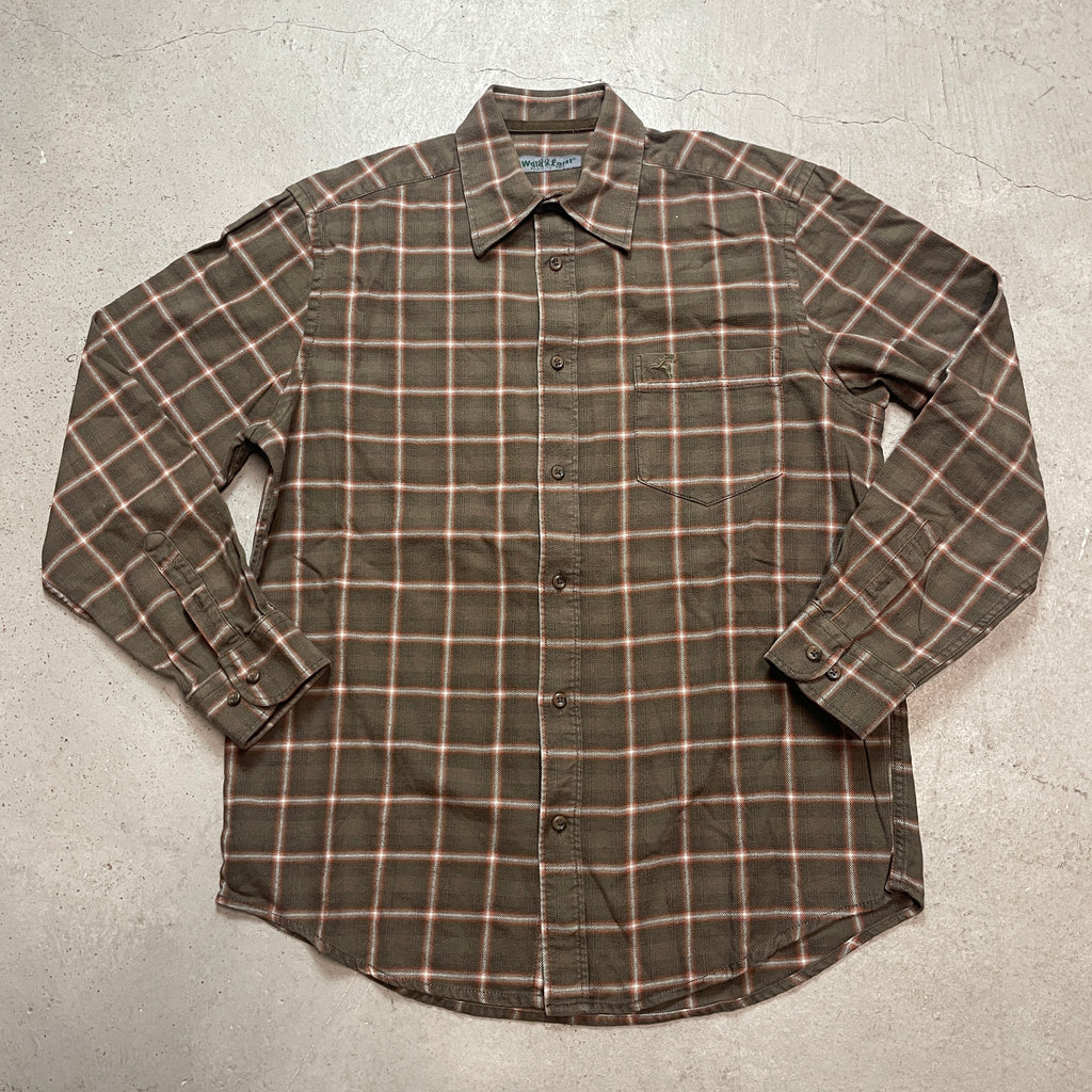 Vintage Flanell Hemd L Langarm Kariert Grün